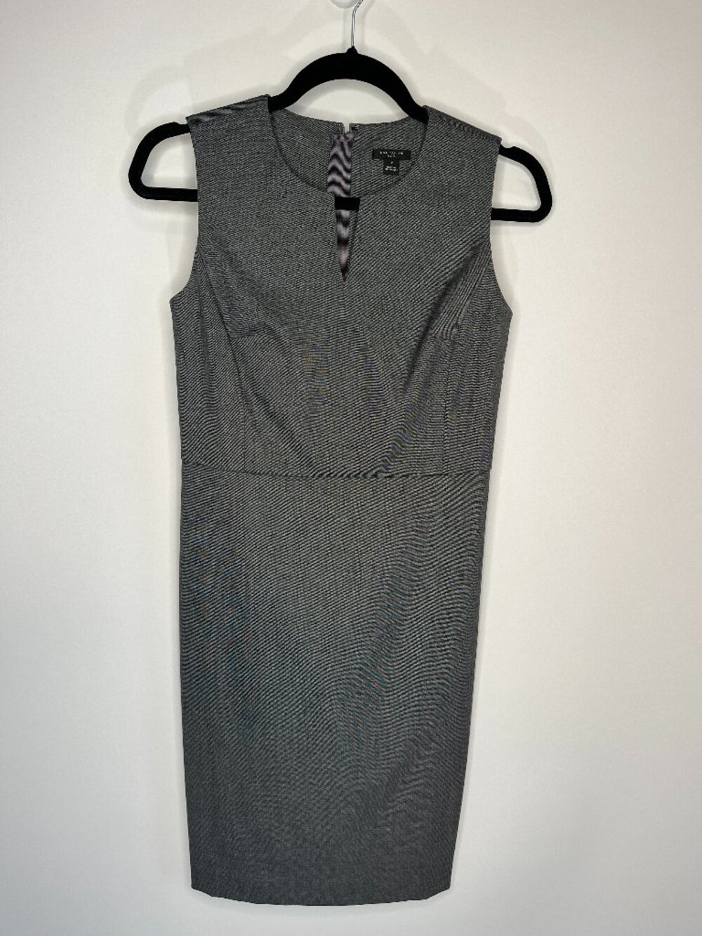 Ann Taylor Petite Women's Sheath Grey/White Dot Dress Size 0P Lined Classic